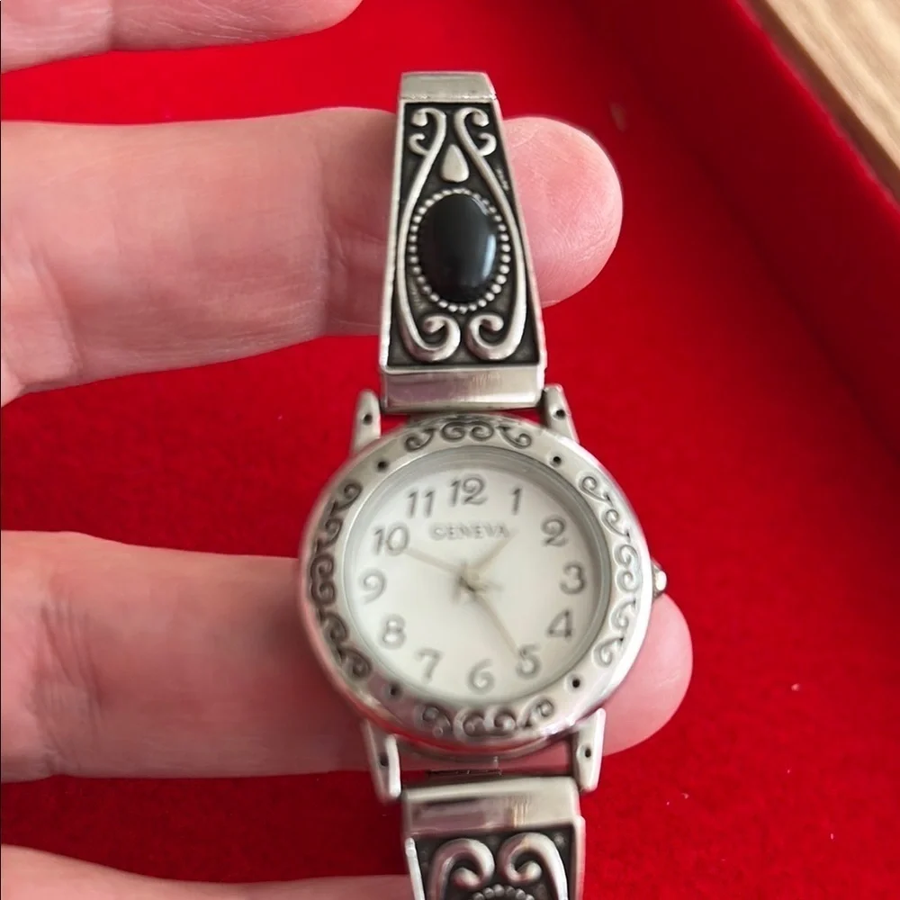 Geneva Silver and Black Watch